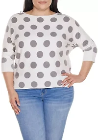 Plus Boatneck Dot-Pattern Sweater
