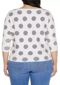 Plus Boatneck Dot-Pattern Sweater