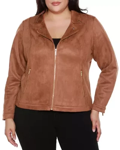 Plus Faux-Suede Moto Jacket
