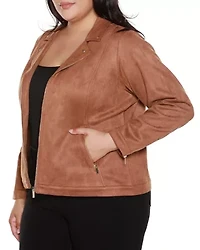 Plus Faux-Suede Moto Jacket