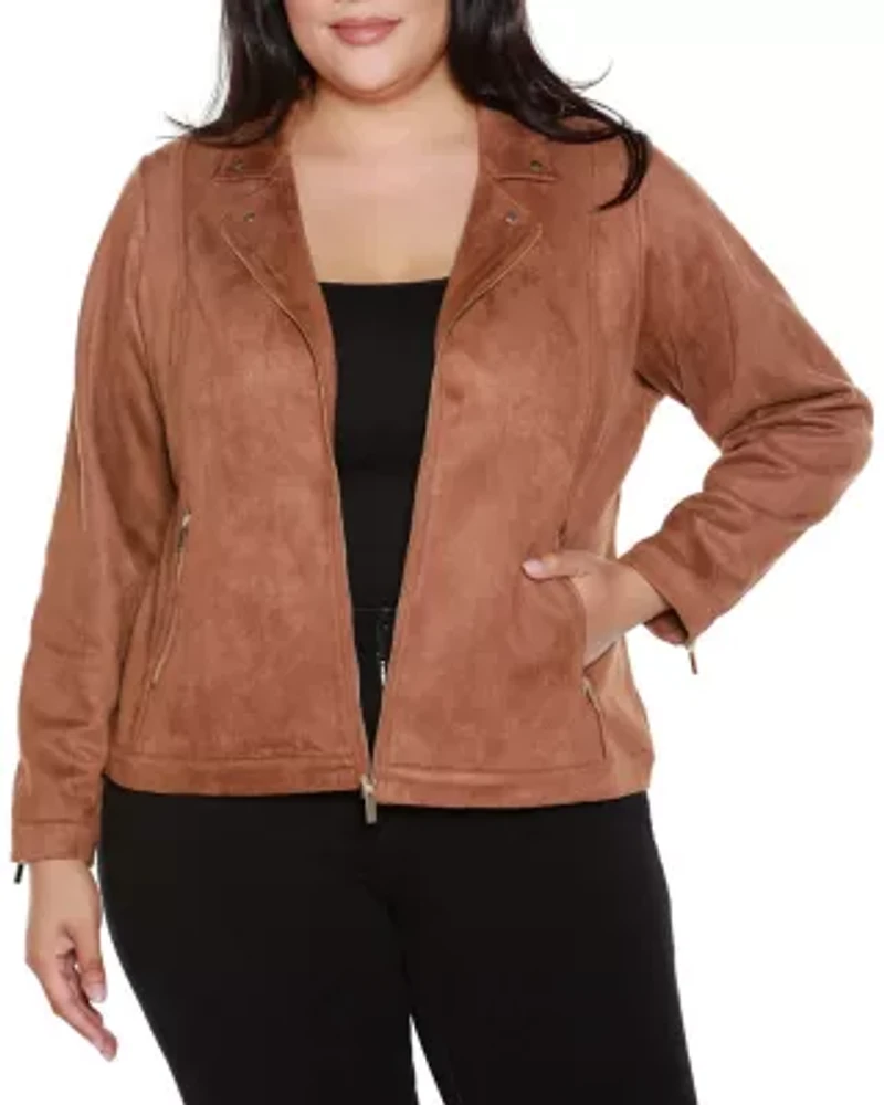 Plus Faux-Suede Moto Jacket
