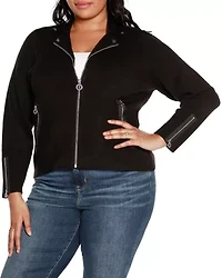 Plus Motorcycle Sweater Jacket