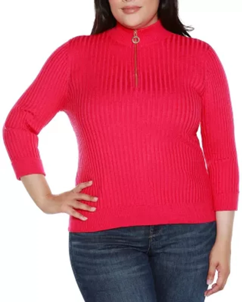 Plus Ribbed Quarter-Zip Sweater