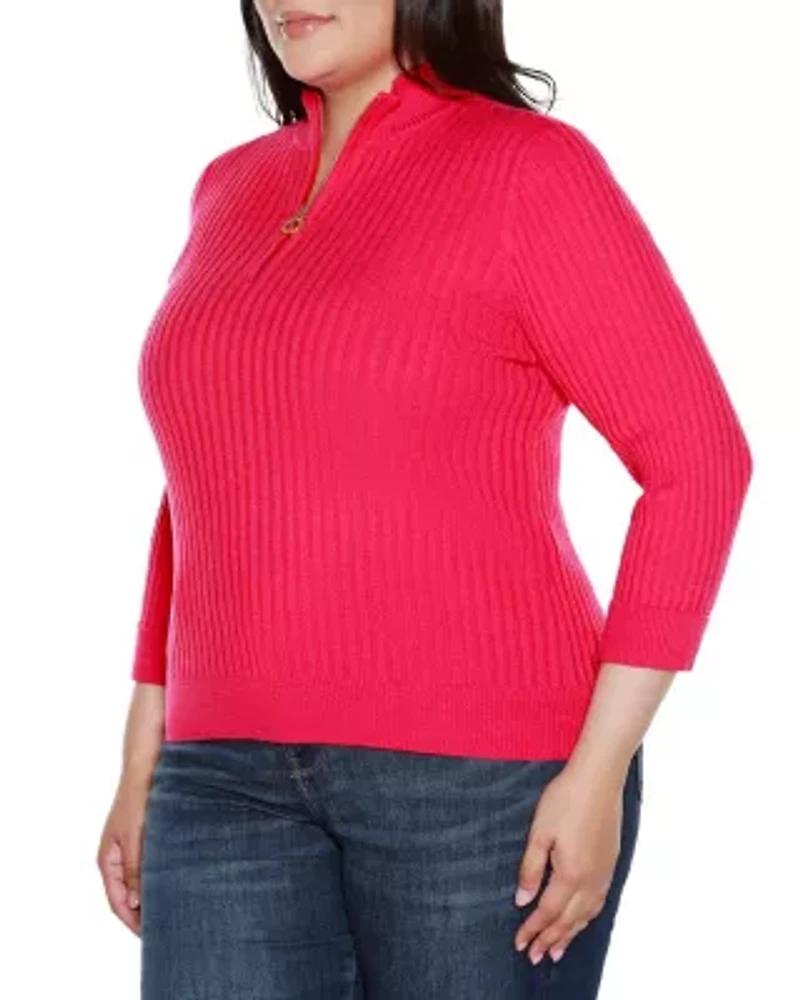 Plus Ribbed Quarter-Zip Sweater