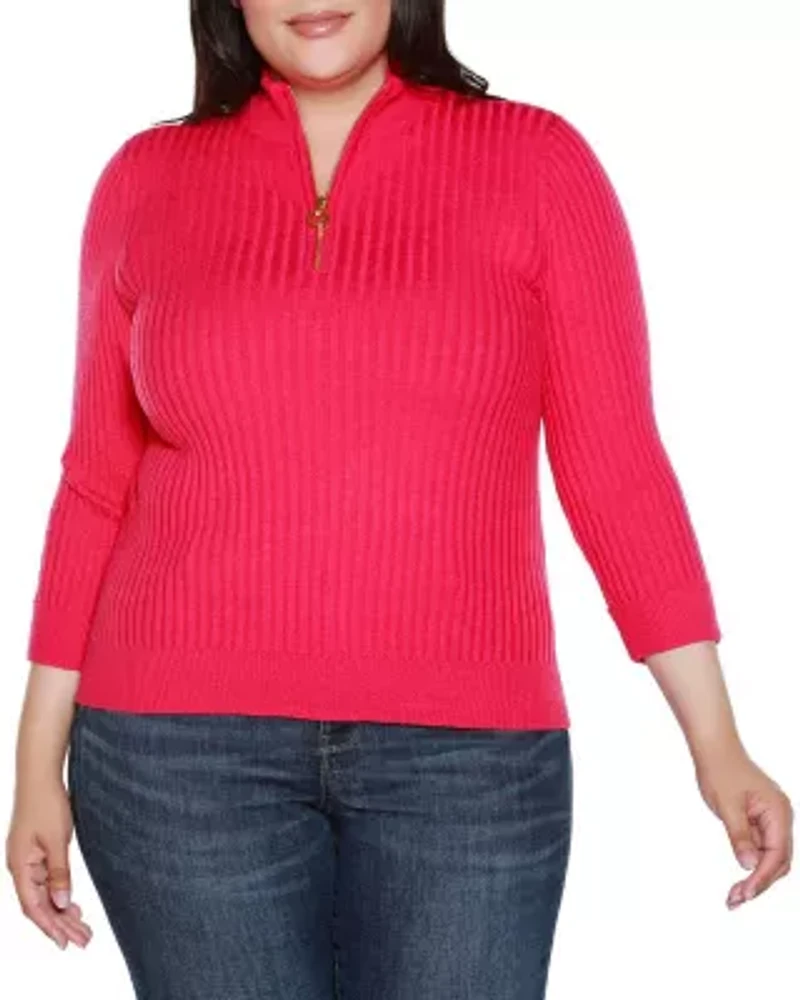 Plus Ribbed Quarter-Zip Sweater
