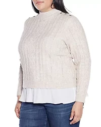 Plus Chiffon-Hem Cable Sweater