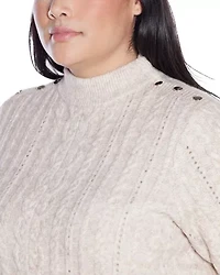 Plus Chiffon-Hem Cable Sweater