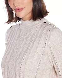 Chiffon-Hem Cable Sweater