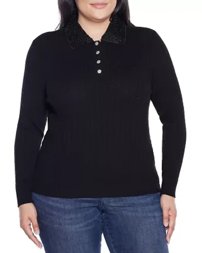 Plus Beaded Collar Sweater