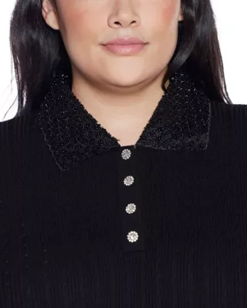 Plus Beaded Collar Sweater