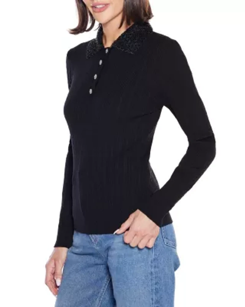 Beaded Collar Sweater