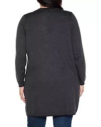 Plus Embroidered Open-Front Cardigan Sweater