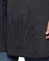 Plus Embroidered Open-Front Cardigan Sweater