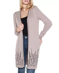 Embroidered Open-Front Cardigan Sweater