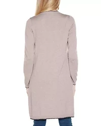 Embroidered Open-Front Cardigan Sweater