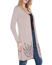 Embroidered Open-Front Cardigan Sweater