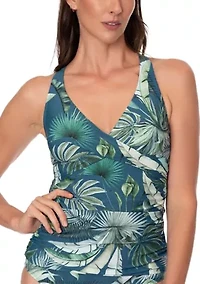 Women's Palm Toile Louise Wrap Tankini Swim Top