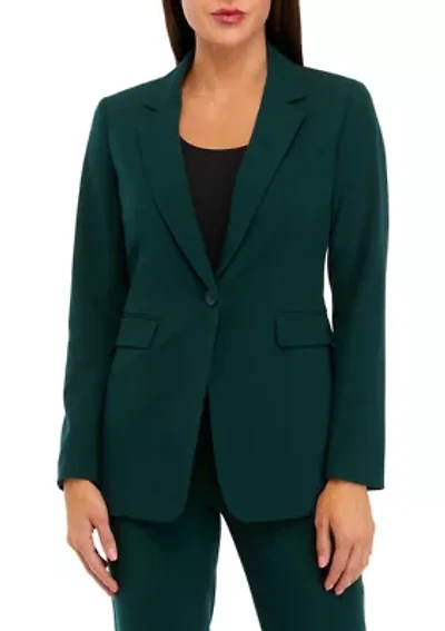 Petite Bi-Stretch One Button Blazer