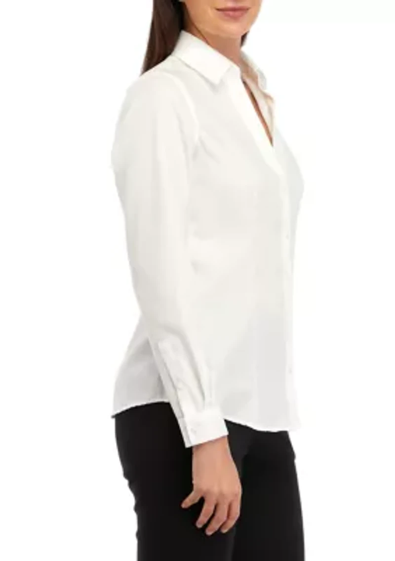 Petite Easy Care Button Front Shirt