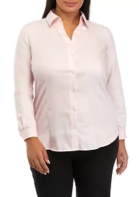 Plus Easy Care Button Front Shirt