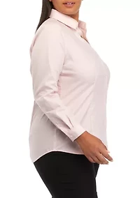 Plus Easy Care Button Front Shirt