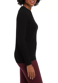 Women's Long Sleeve Crew Neck Ribbed Sweater