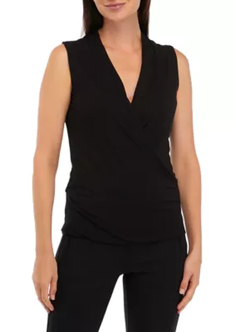 Petite Sleeveless Jersey Wrap Top