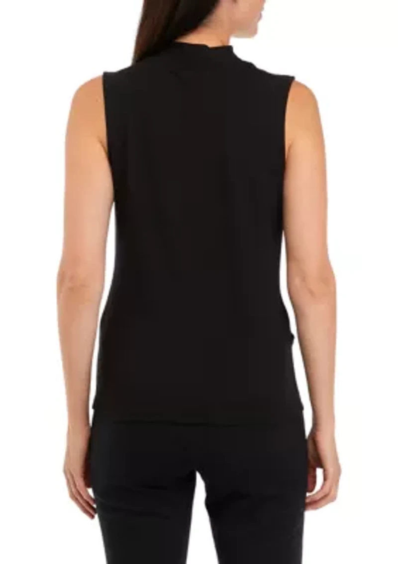 Petite Sleeveless Jersey Wrap Top