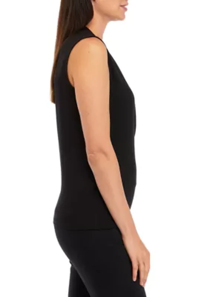 Petite Sleeveless Jersey Wrap Top