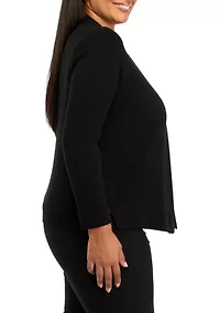 Plus Long Sleeve Cardigan with Side Slit