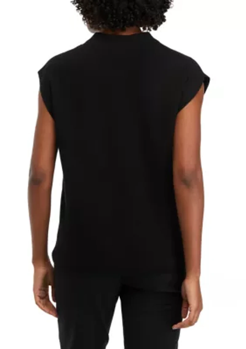 Petite Sleeveless Funnel Neck Sweater