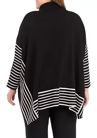 Plus Extend Drop Shoulder Stripe Sweater