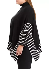 Plus Extend Drop Shoulder Stripe Sweater