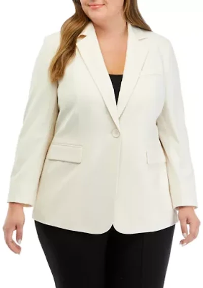 Plus Bi Stretch One Button Notch Collar Jacket