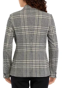 Petite Plaid One Button Blazer