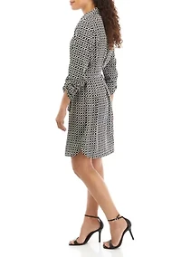 Petite Printed Roll Tab Shirtdress