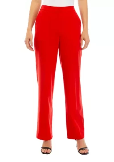 Petite High Rise Fly Front Wide Leg Pants