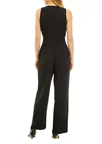 Petite Sleeveless Belted Jumpsuit