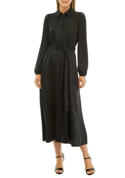 Petite Animal Printed Jacquard Midi Shirtdress