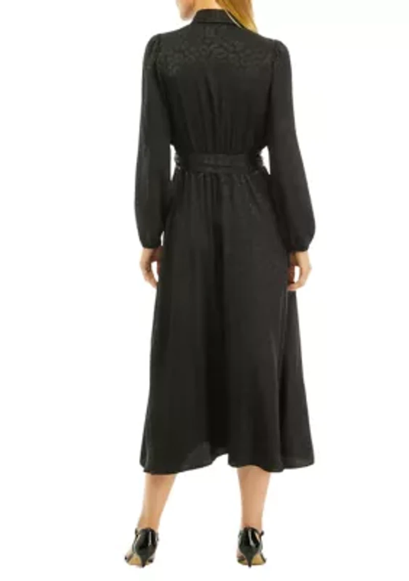 Petite Animal Printed Jacquard Midi Shirtdress
