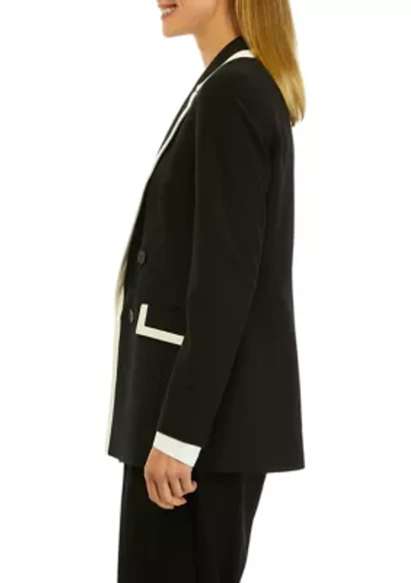Petite Bistretch Framed Faux Double Breasted Jacket