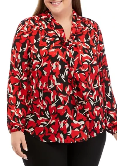 Plus Floral Print Blouse