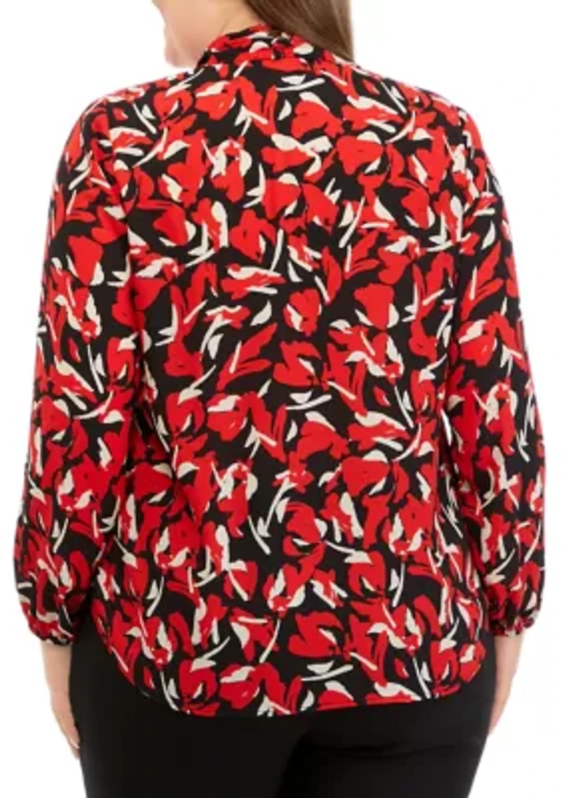Plus Floral Print Blouse