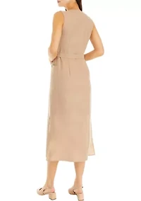 Women's Sleeveless Pocket Detail Shirtdress