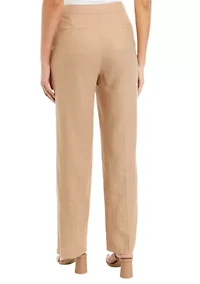 Petite High Rise Fly Front Pintuck Pants