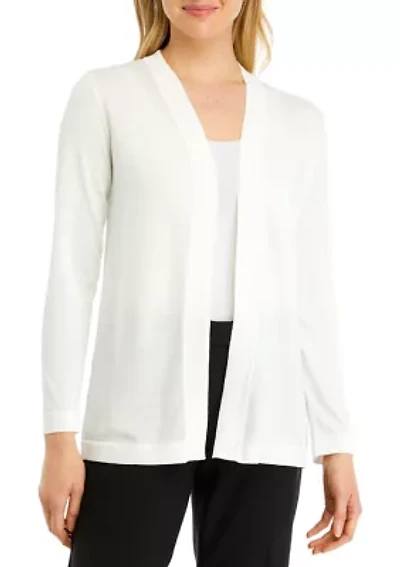 Petite Long Sleeve Open Front Cardigan
