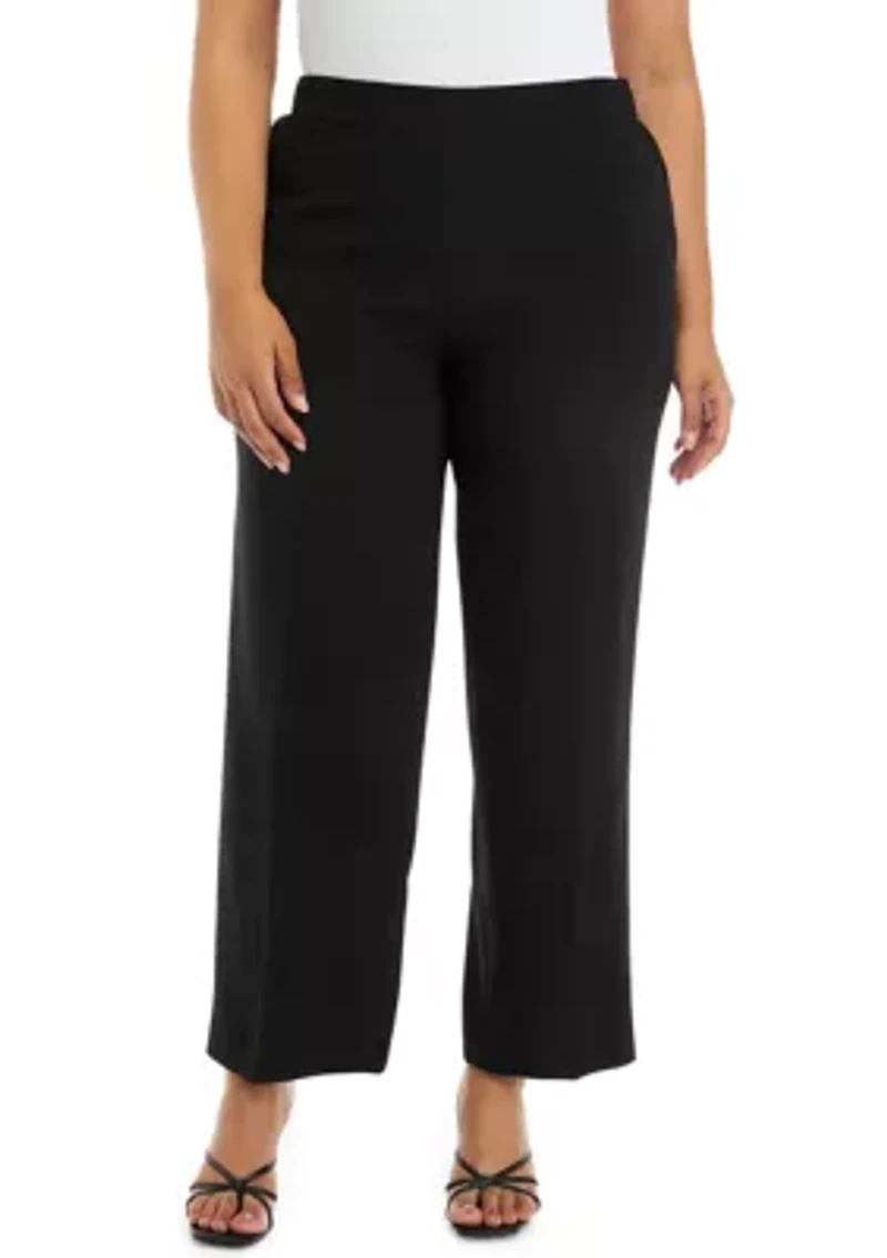 Plus Crepe Pull On Wide Leg Pants