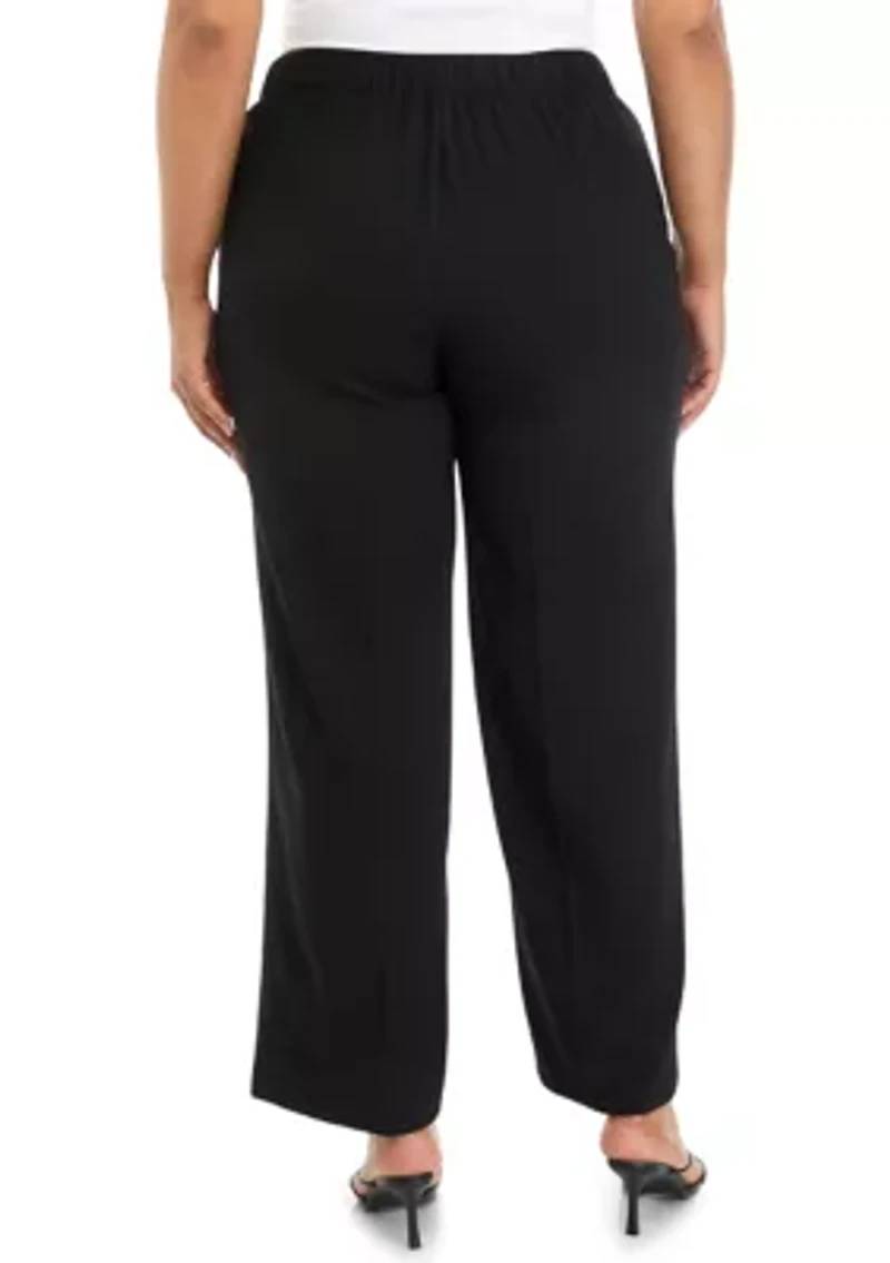 Plus Crepe Pull On Wide Leg Pants