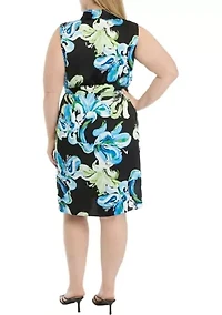 Floral Print Sleeveless Shirt Dress