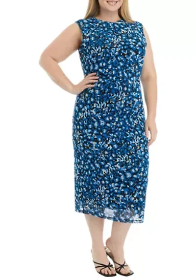 Plus Animal Print Mesh Sleeveless Dress